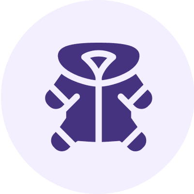 Icon of a purple hooded coat on a light purple circular background.